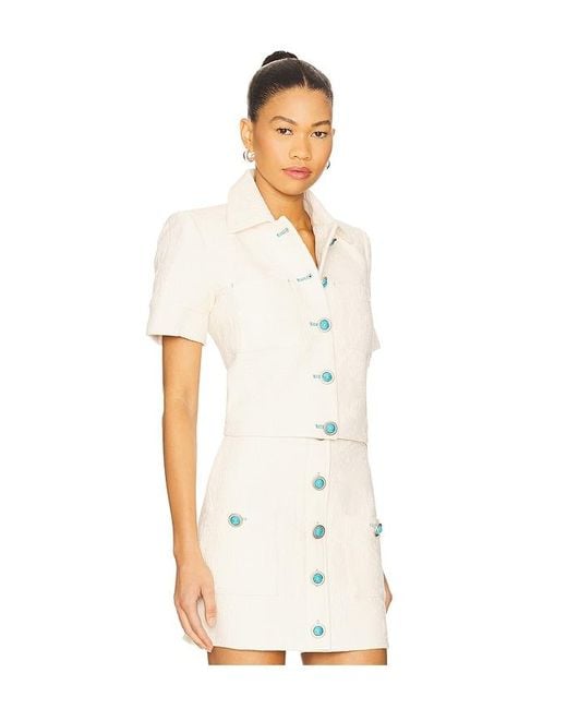 L'Agence White Chita Crop Short Sleeve Jacket