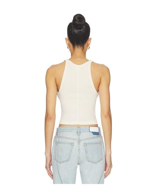 Re/done White V Cut Ribbed Tank Top