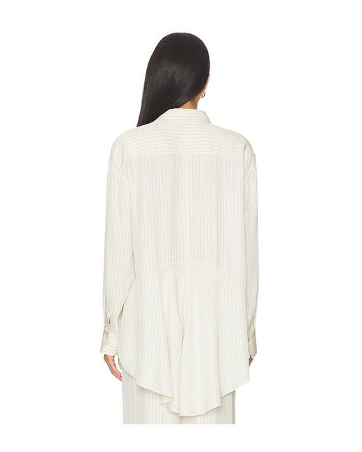 Theory White Hi Low Flou Shirt