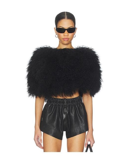 OW Collection Black Nia Fur Top