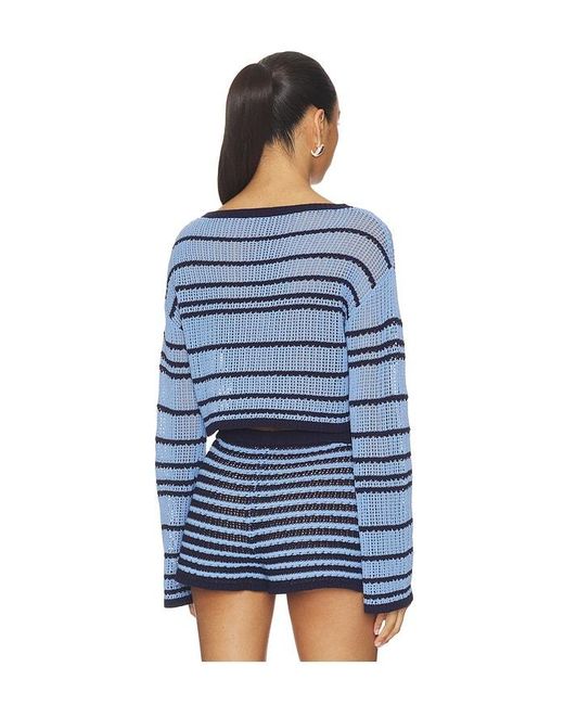 Lovers + Friends Blue Muriel Open Stitch Pullover