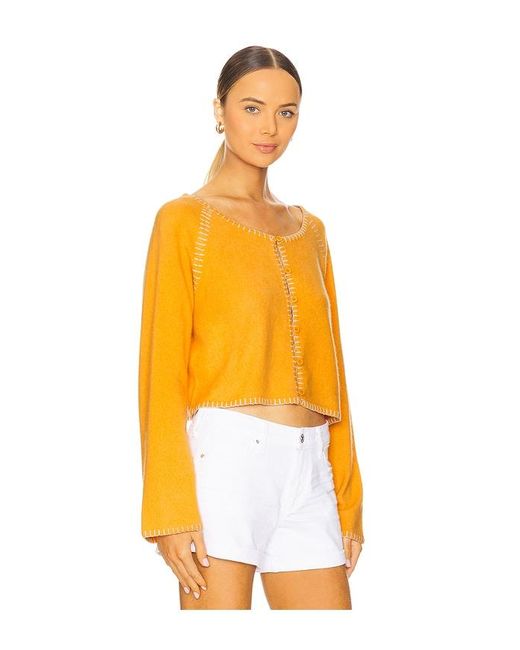 NAADAM Orange Cashmere Embroidered Raglan Cardigan