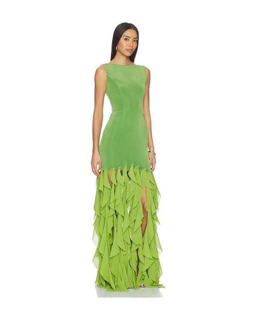 Elliatt Green Marison Ruffled Fringe Gown