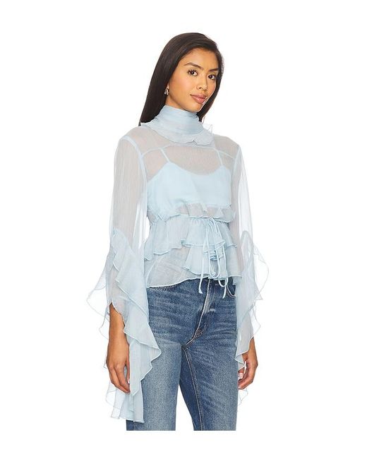 Bardot Anyssa ラッフルブラウス Blue
