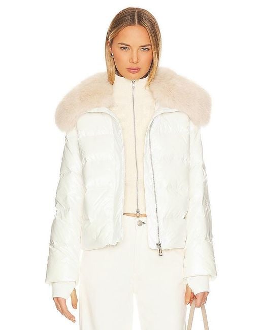 Jocelyn White Nylon Puffer Jacket With Faux Collar