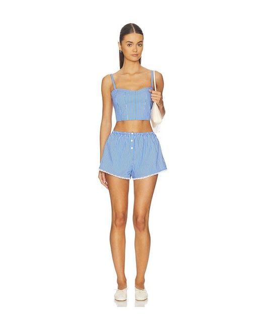 GOOD AMERICAN Blue Poplin Bustier Cami Top