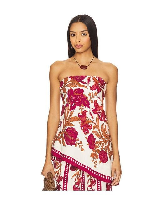 Rococo Sand Red Asymmetrical Strapless Top