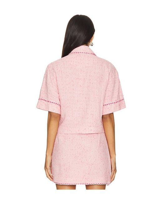 Jonathan Simkhai Pink Khloe Short Sleeve Button Down