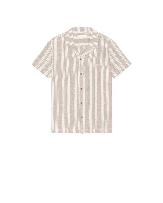 Vintage Summer White Basket Weave Camp Shirt for men