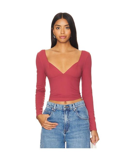 Free People Red X Intimately Fp Duo Corset Long Sleeve Cami