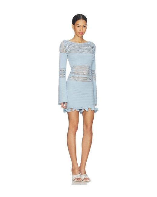 Lovers + Friends Blue Alina Pointelle Mini Dress