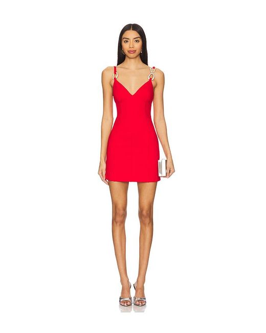 Area Red Crystal Link Mini Dress