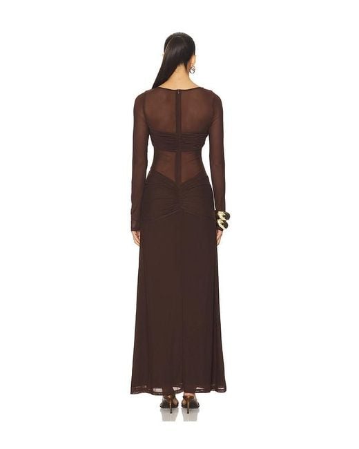 Runaway the Label Brown Romy Ruched Maxi Dress