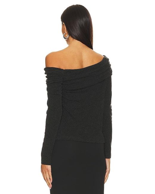 Enza Costa Black Cashmere One-Shoulder Top