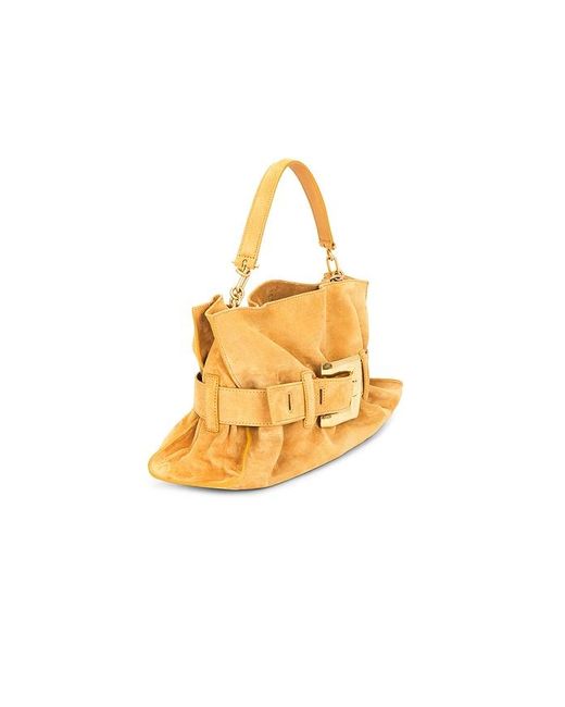Balmain Metallic Medium Anthem Suede Bag