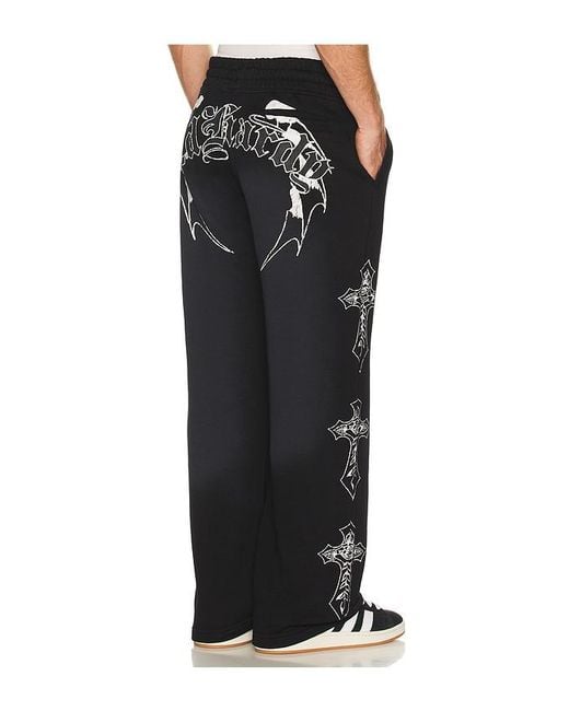 Ed Hardy Black Crosses Skulls Baggy Sweatpant for men