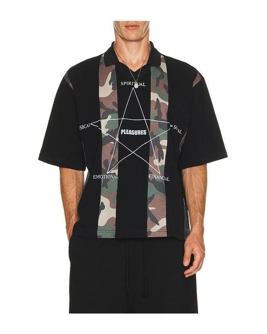 Pleasures Black Social Rugby Polo for men