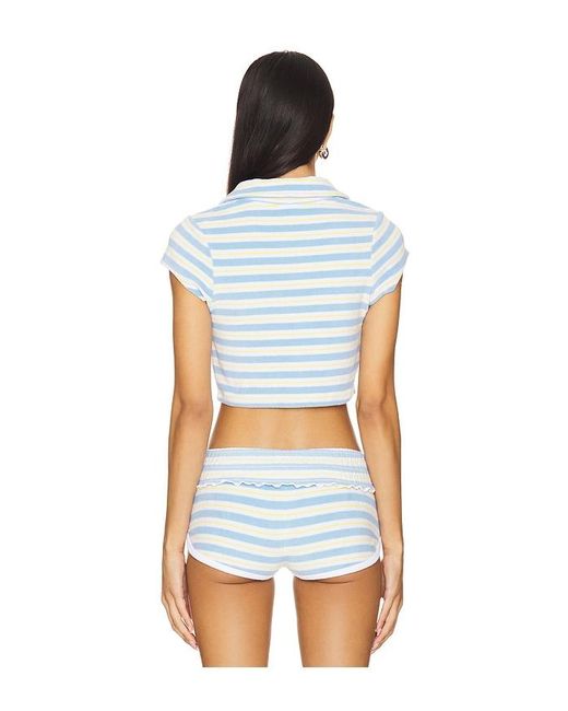 Frankie's Bikinis Blue Laurel Button Up Top