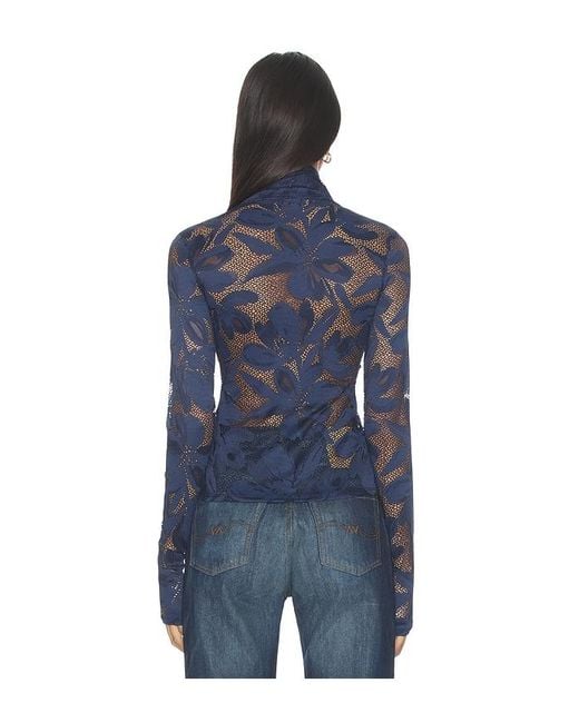 AFRM Blue Zadie Crochet Floral Top