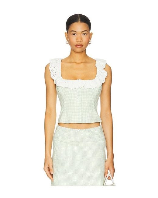 GUIZIO Green Gingham Paloma Lace Top