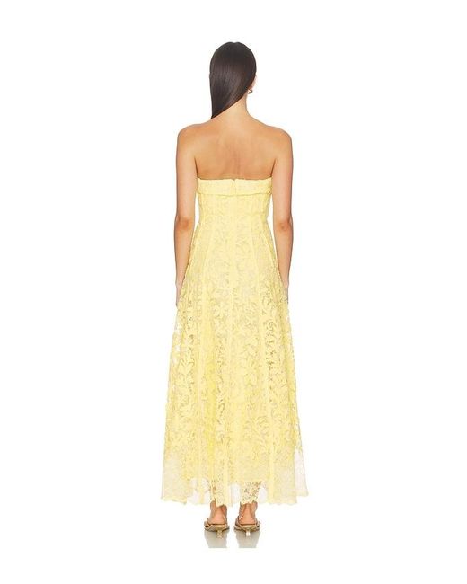 Jonathan Simkhai Yellow Imogen Cotton Lace Bustier Midi Dress