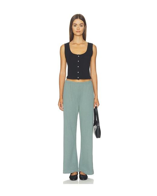Leset Blue Pointelle Button Down Tank