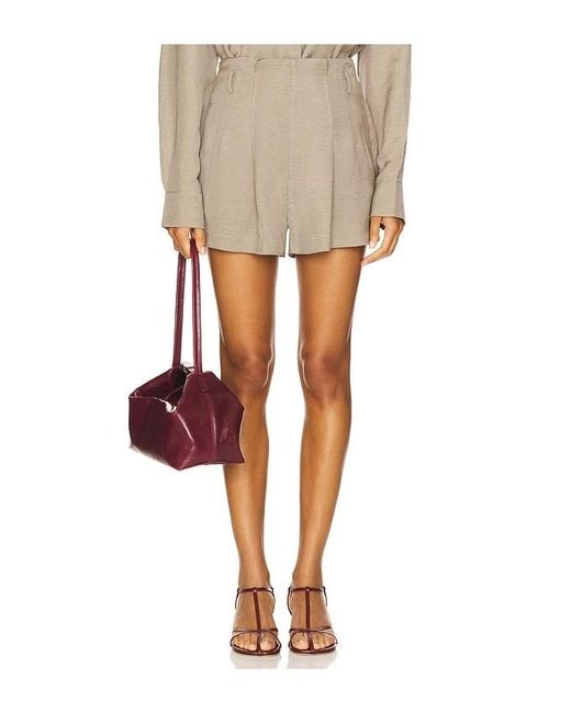 St. Agni White Melange Paperbag Waist Shorts