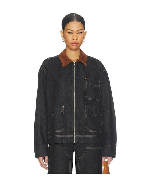 SLVRLAKE Denim Black Casey Square Worker Jacket