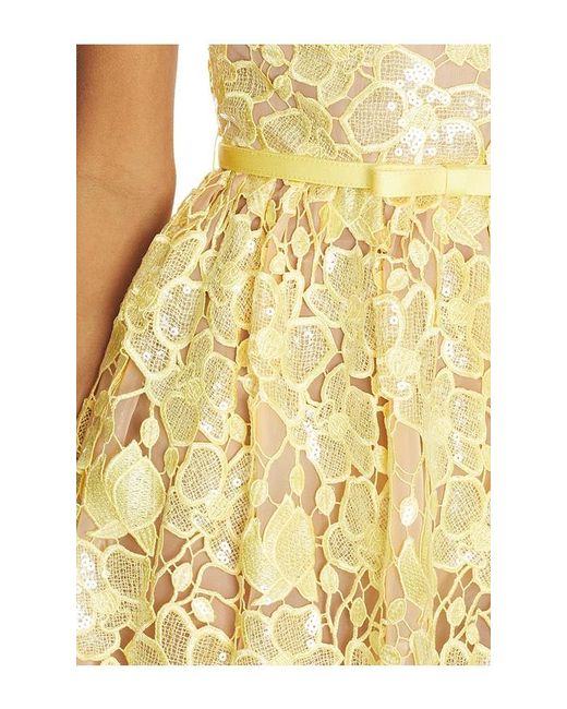 retroféte Yellow Eulalia Lace Dress