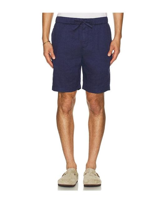Frescobol Carioca Blue Felipe Linen Shorts for men