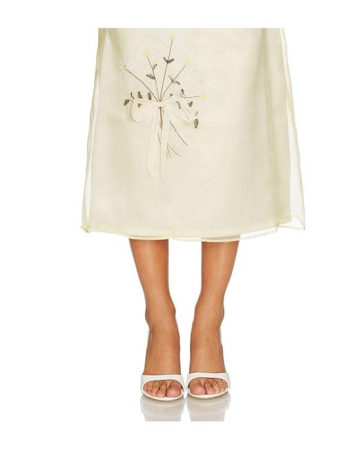 Tanner Fletcher Natural Lisel Embroidered Daisy Skirt