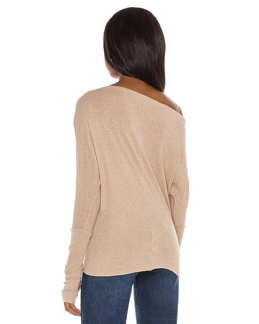 Enza Costa Blue Cashmere Cuffed Off The Shoulder Long Sleeve