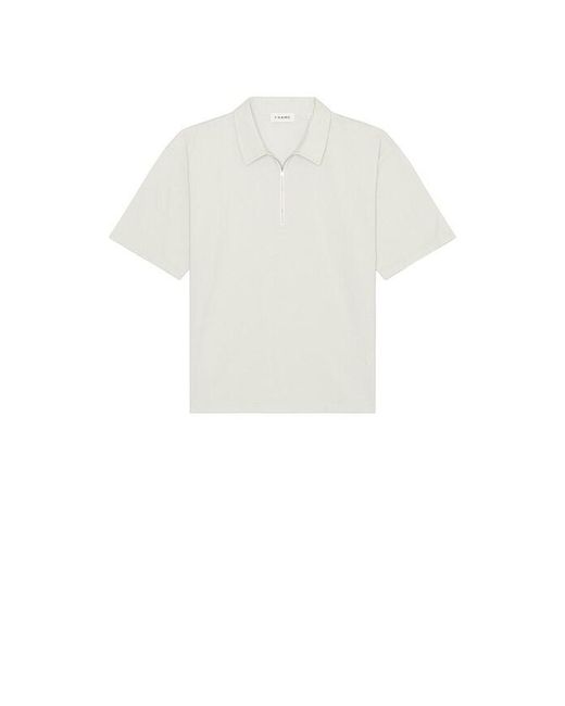 FRAME White Half Zip Pique Polo for men