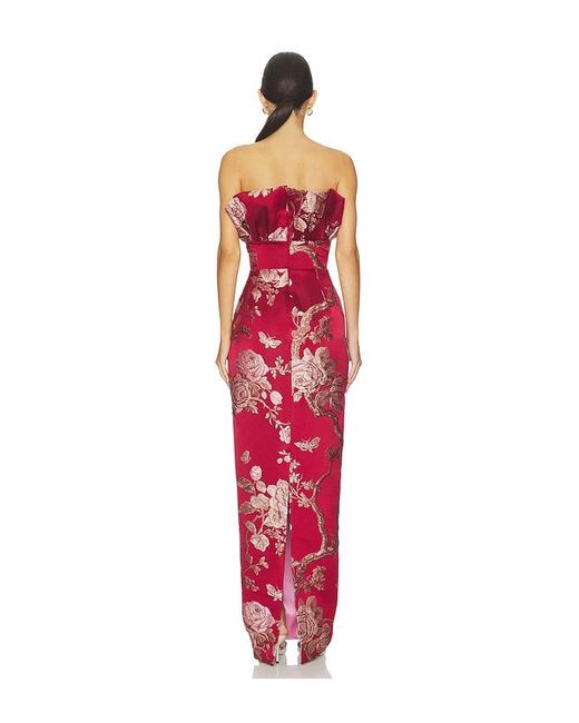 SAU LEE Red Noah Brocade Gown