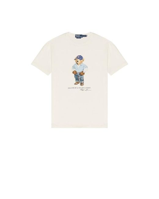 Polo Ralph Lauren White Short Sleeve Jersey Knit Novelty Denim Bear Tee for men