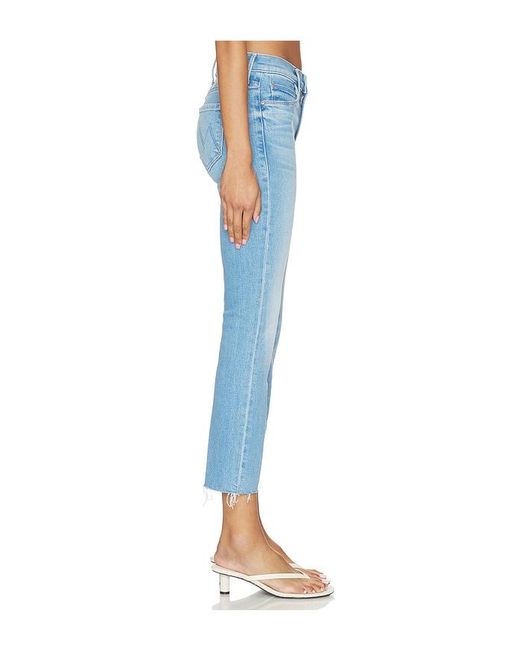 Mother Blue The Mid Rise Dazzler Crop Fray Jeans