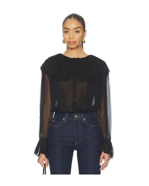 FRAME Black Tiered Statement Blouse