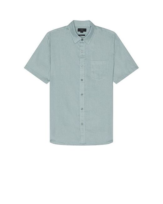 Vince Blue Linen Short Sleeve Shirt for men