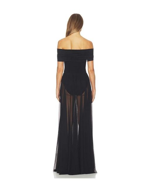 Norma Kamali Blue Sleeveless Cowl Neck Combo Flared Gown