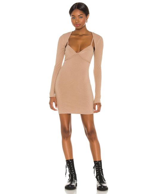 H Ours Synthetik Kleid Eva In Braun Lyst