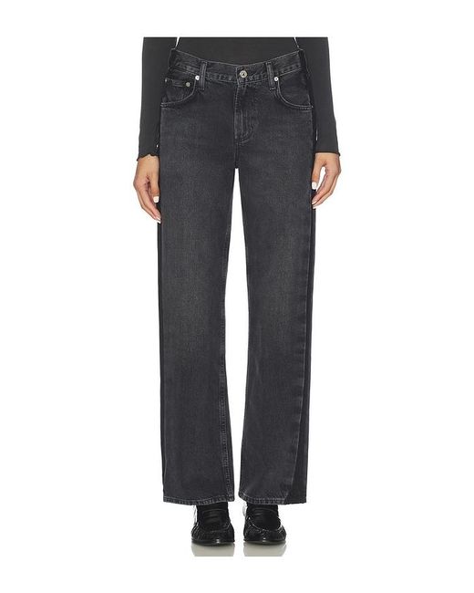 Citizens of Humanity Black Lindz Low Rise Easy Straight With Tuxedo Stripe Jeans