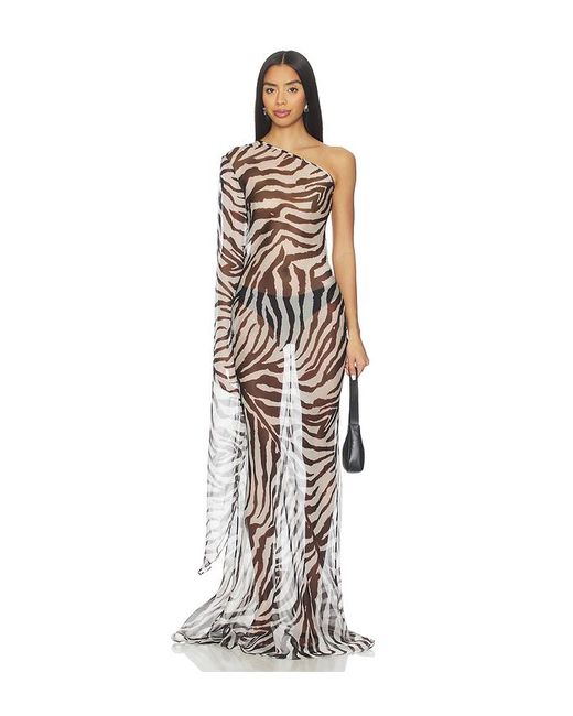 Cha The Label White Zebra Print Maxi Dress