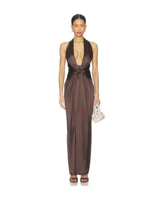 Nookie Brown Calypso Halter Gown