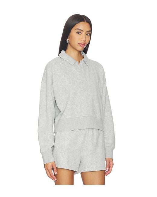 Beyond Yoga White Luxefleece Collared Sweatshirt