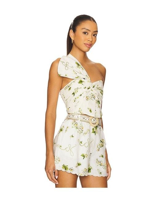 Camilla White Asymmetric Bow Top