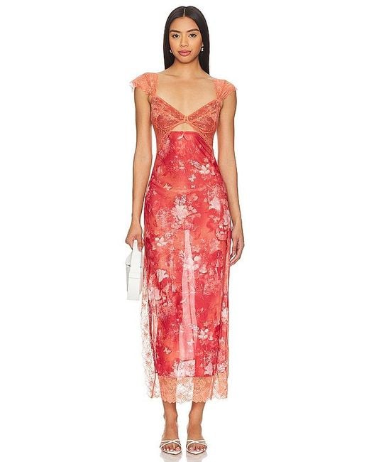 Free People Red X Intimately Fp Suddenly Fine Maxi Slip