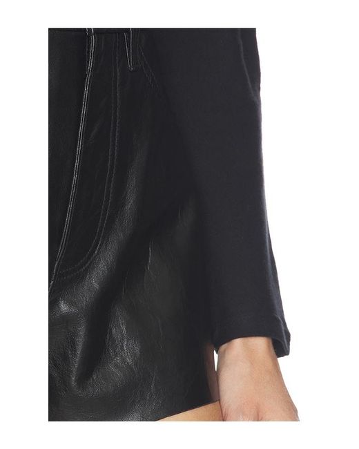 Re/done Black Leather A Frame Short