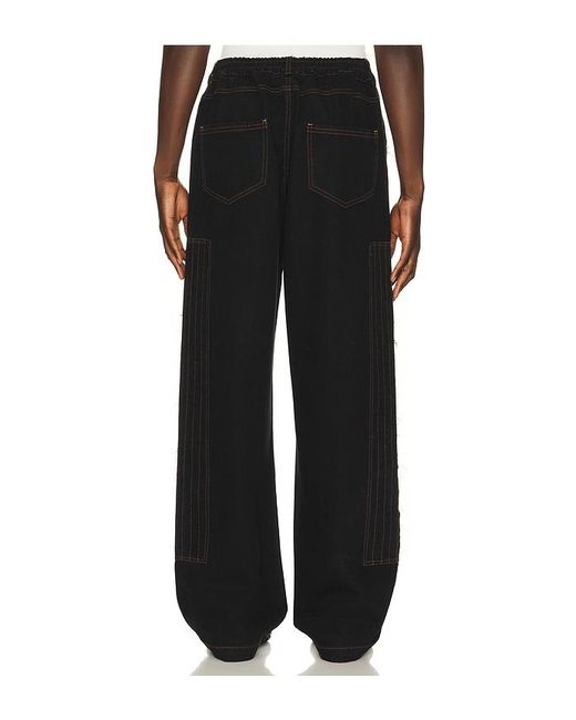 Pas Une Marque Black Distressed Patch Carpenter Pants for men