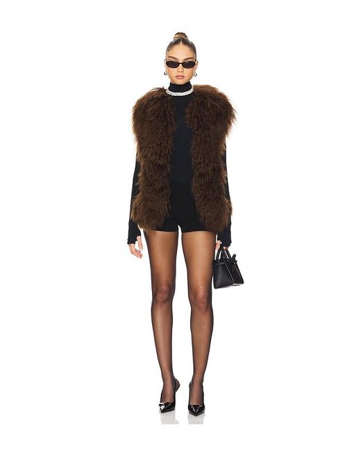 Susanna Chow Brown Dorothy Shearling Suede Vest