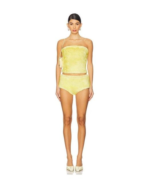 CULTNAKED Yellow Micro Faux Fur Shorts